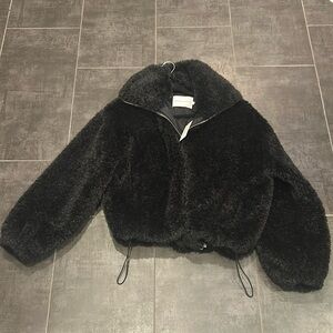 Rebecca Minkoff fur bomber. Teddy jacket. Size L. Black